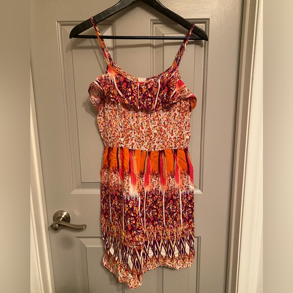 Xhilaration Dresses & Skirts - XHILARATION Colorful Printed Summer Dress with Ruffle Neckline SZ M
